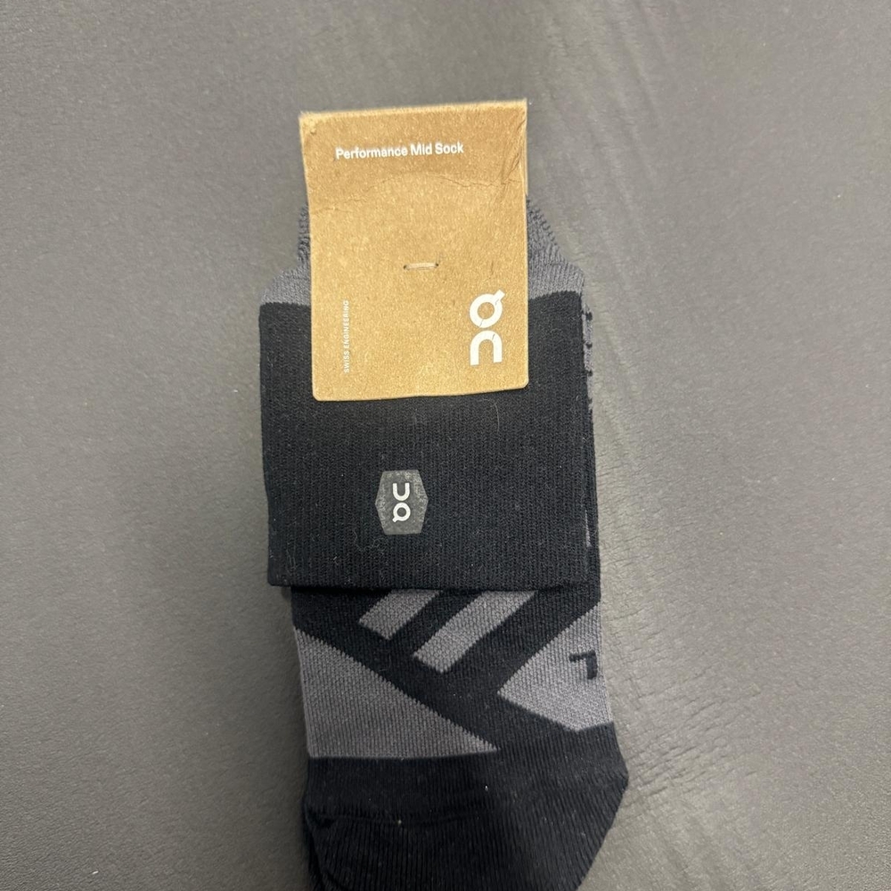 ON Performance Mid Stretch-jersey Socks Black And Grey Sz M - Picture 3 of 10